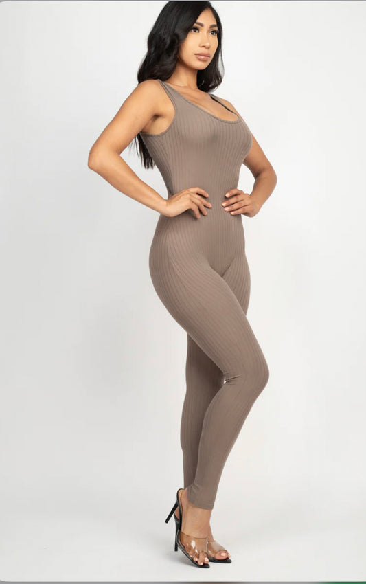 Taupe stretch jumpsuit