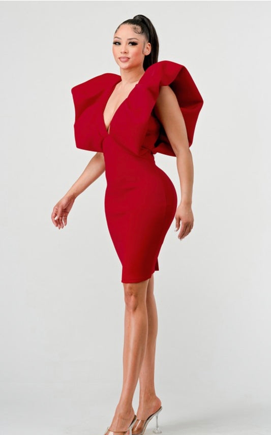 "GIVING EXTRA" BODYCON DRESS-RED